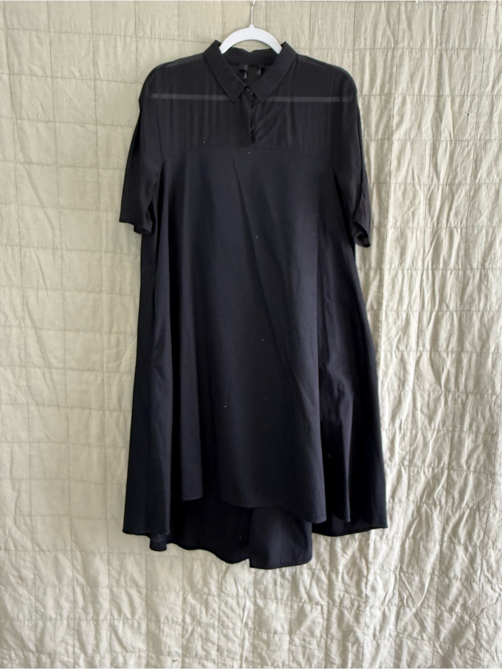 COS Black High-Low Collar Short-Sleeve Dress